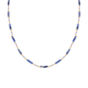 Blue Sodalite Necklace with Gold and Blue Miyuki Beads