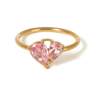 Gold Plated Stainless Steel Rings with Colorful Cubic Zirconia Stones