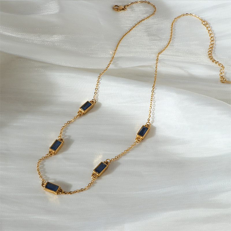 Luxurious 18K Gold Plated Stainless Steel Cubic Zirconia Necklace Collection