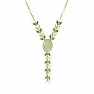 Unique Boho Necklaces with Natural Stone and Enamel Leaf Droplet Details