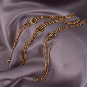 Elegant 18K Gold Plated Stainless Steel Multi Layer Bracelets