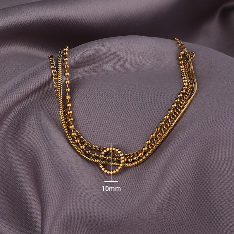 Elegant 18K Gold Plated Stainless Steel Multi Layer Bracelets