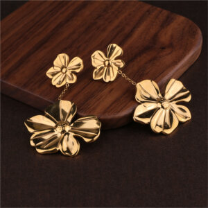 Nature Inspired 18K Gold Plated Stainless Steel Botanical Earrings Collection