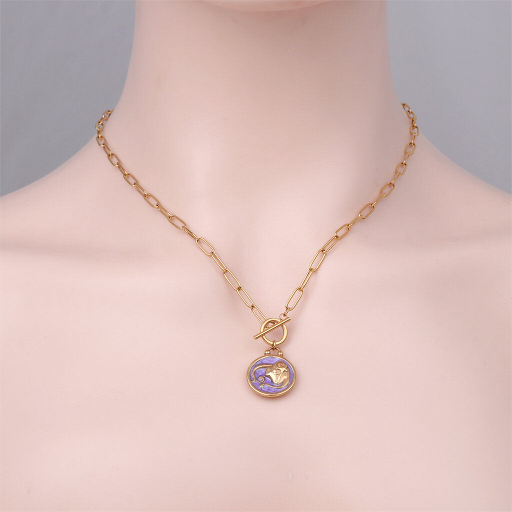 Virgo Zodiac Sign Necklace in 18k Gold Plated Stainless Steel