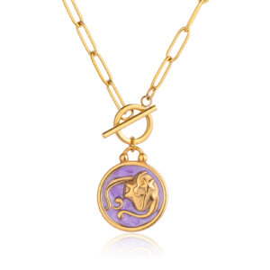Virgo Zodiac Sign Necklace in 18k Gold Plated Stainless Steel