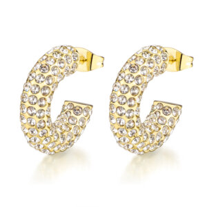 Chunky Open Hoop Earrings with Dazzling Cubic Zirconia