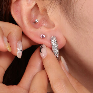 Chunky Open Hoop Earrings with Dazzling Cubic Zirconia