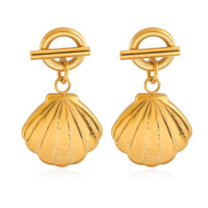 Elegant 18K Gold Plated Shell Earrings Beach Inspired Design