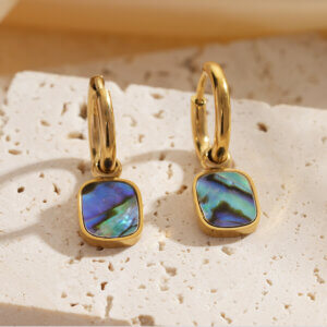 18K Gold Plated Stainless Steel Earrings with Natural Shell Inlays