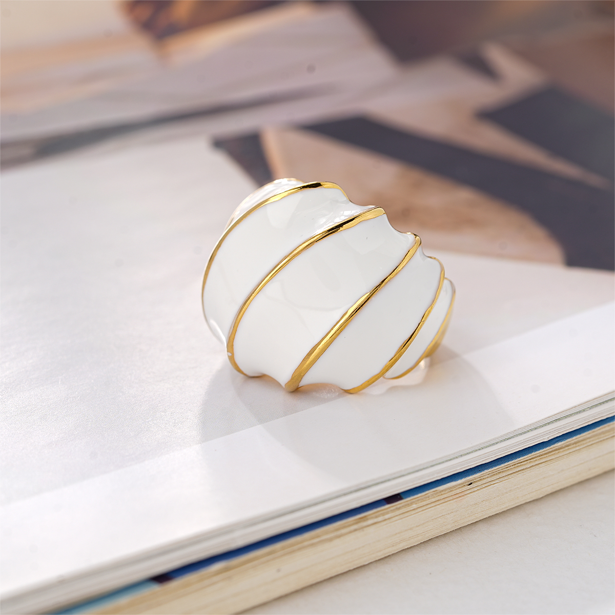 Contemporary designer enamel statement rings collection art deco inspired