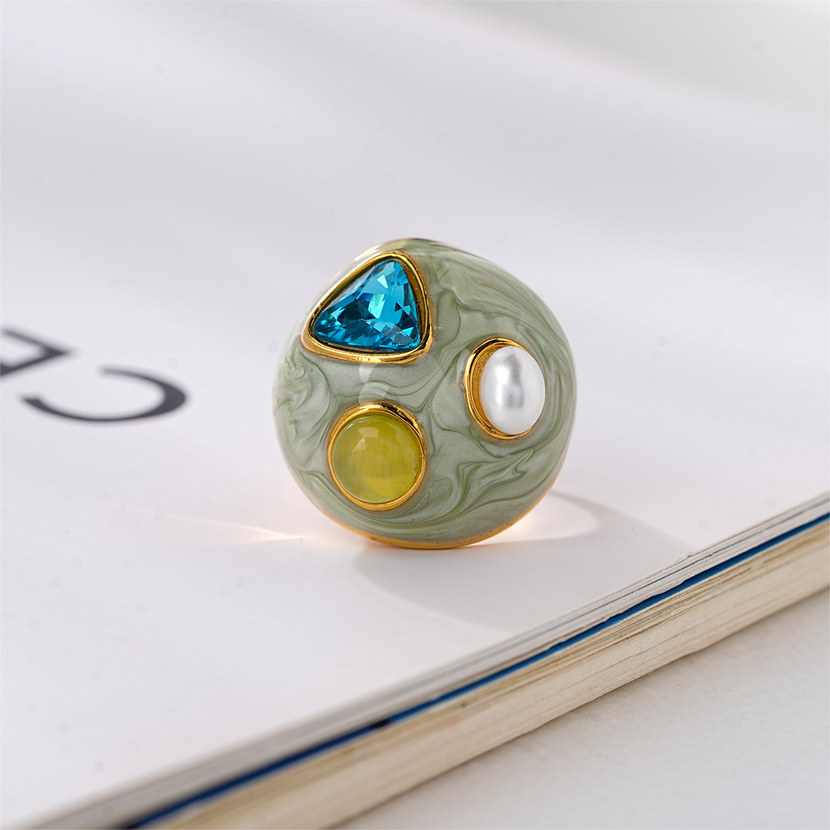 Contemporary designer enamel statement rings collection art deco inspired