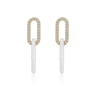 Double Link Paperclip Earrings with CZ and Vibrant Enamel Colors