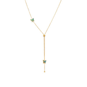Dainty Gold Butterfly Necklace with Natural Abalone Shell