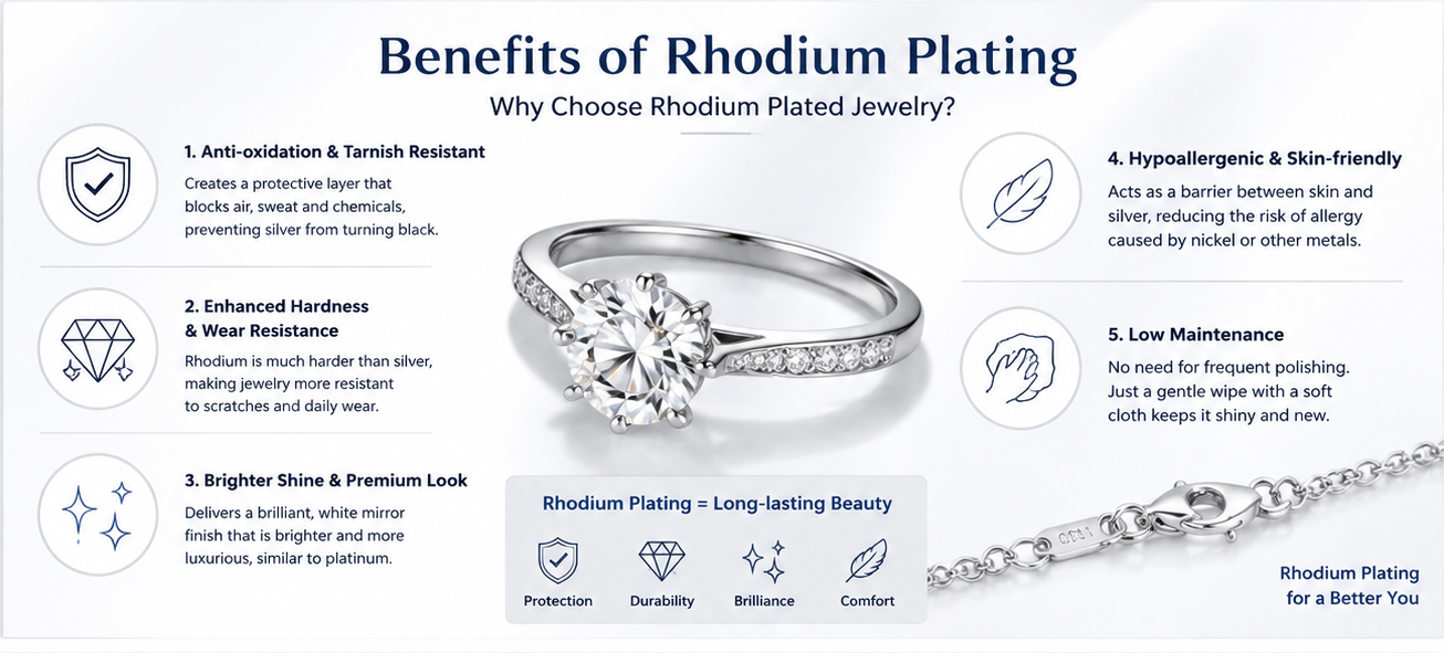 Hexingsheng Jewelry | ¿Qué es el baño de rodio y por qué es popular en la joyería de plata?